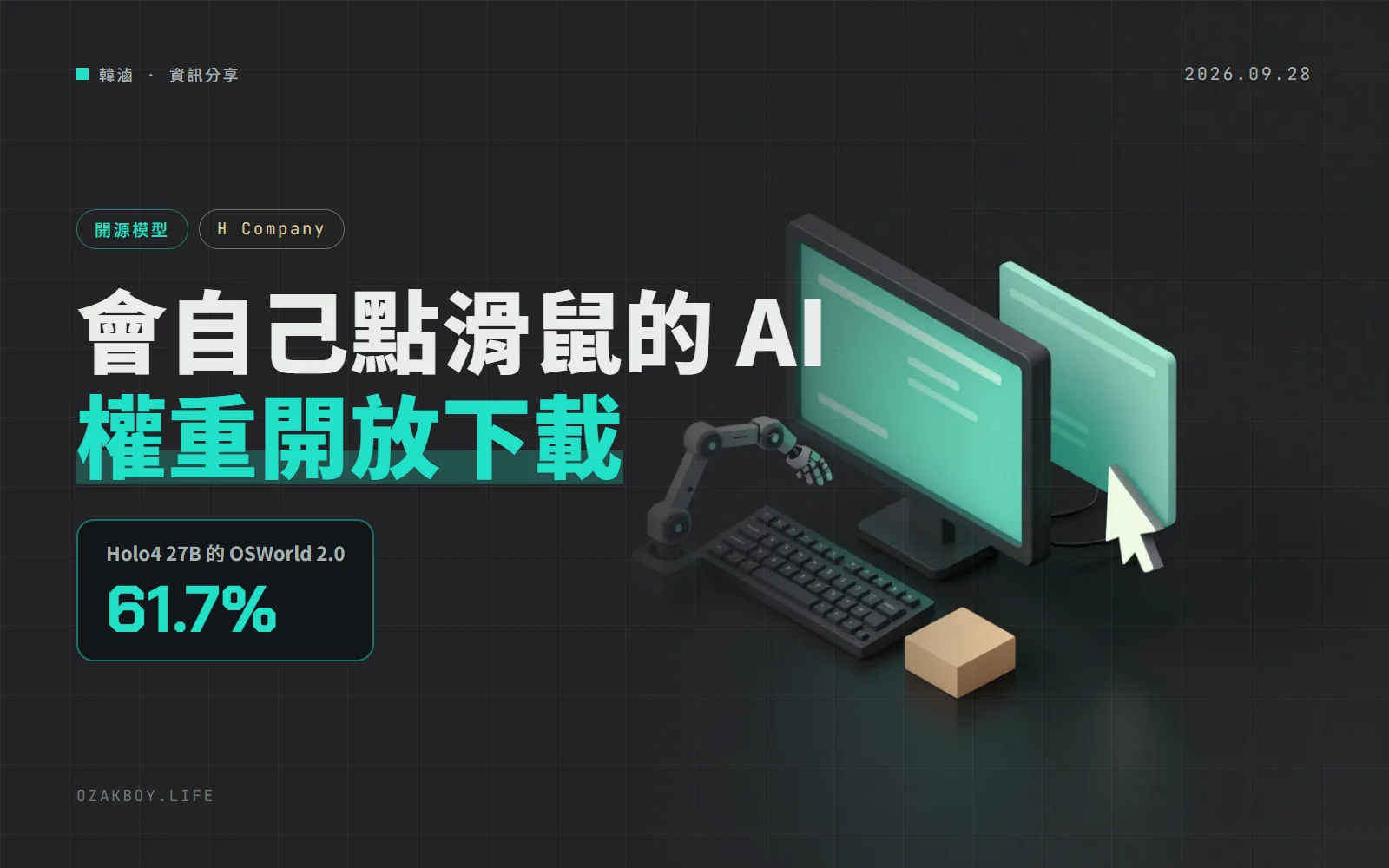 Holo4 開放下載:會自己操作電腦的 AI,27B 版本 OSWorld 拿 61.7%