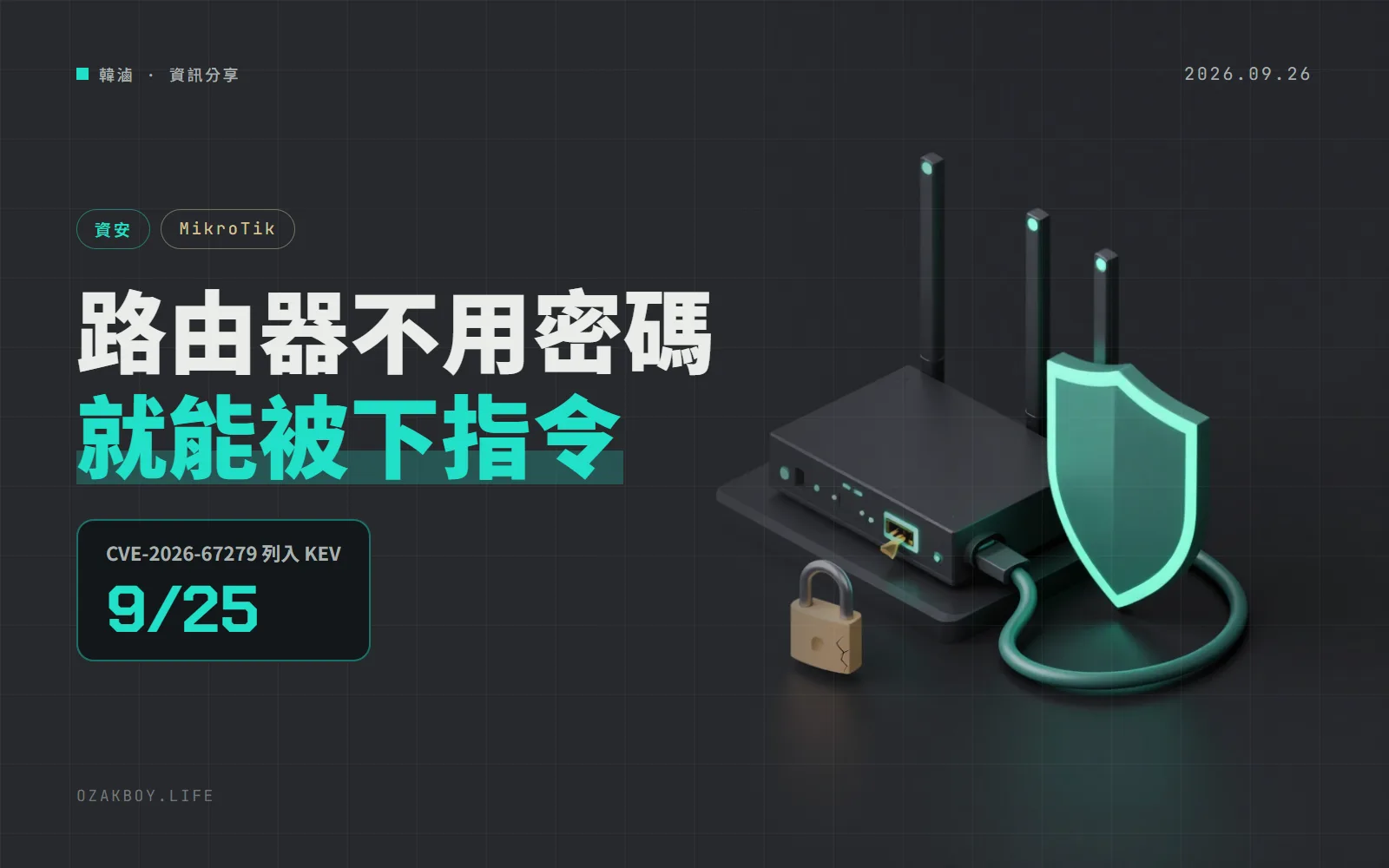 MikroTik 路由器 SSH 漏洞被 CISA 列管：不用密碼就能下指令，SSH 對外開的先關