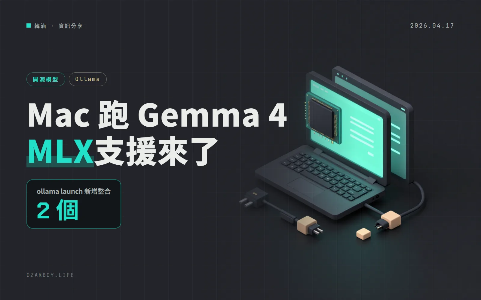 Ollama 0.21.0:Mac 可用 MLX 跑 Gemma 4,一行指令啟動 Hermes 與 GitHub Copilot CLI