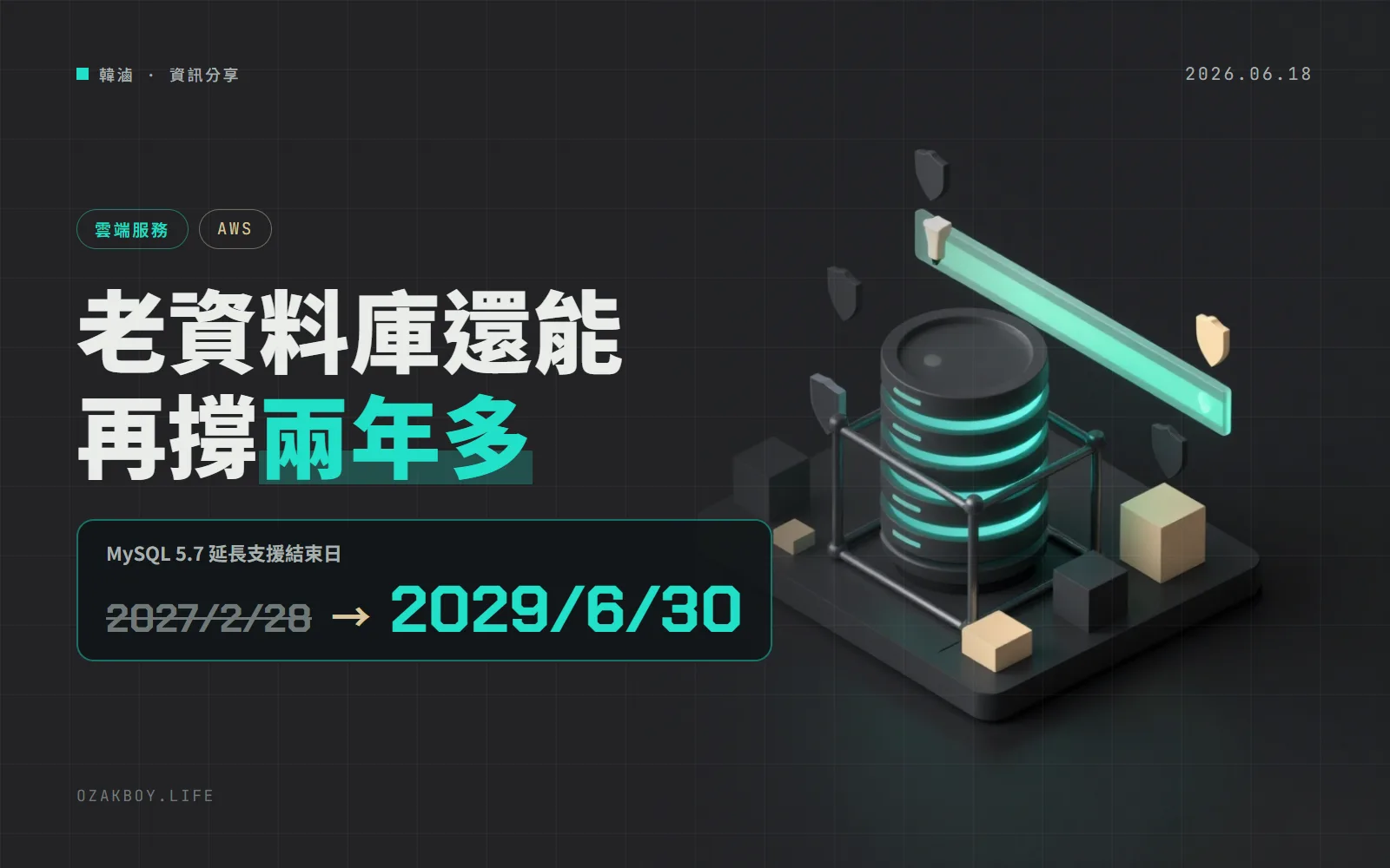 AWS 把 MySQL 5.7 延長支援拉到 2029 年 6 月底:多出兩年多,價格不再往上加