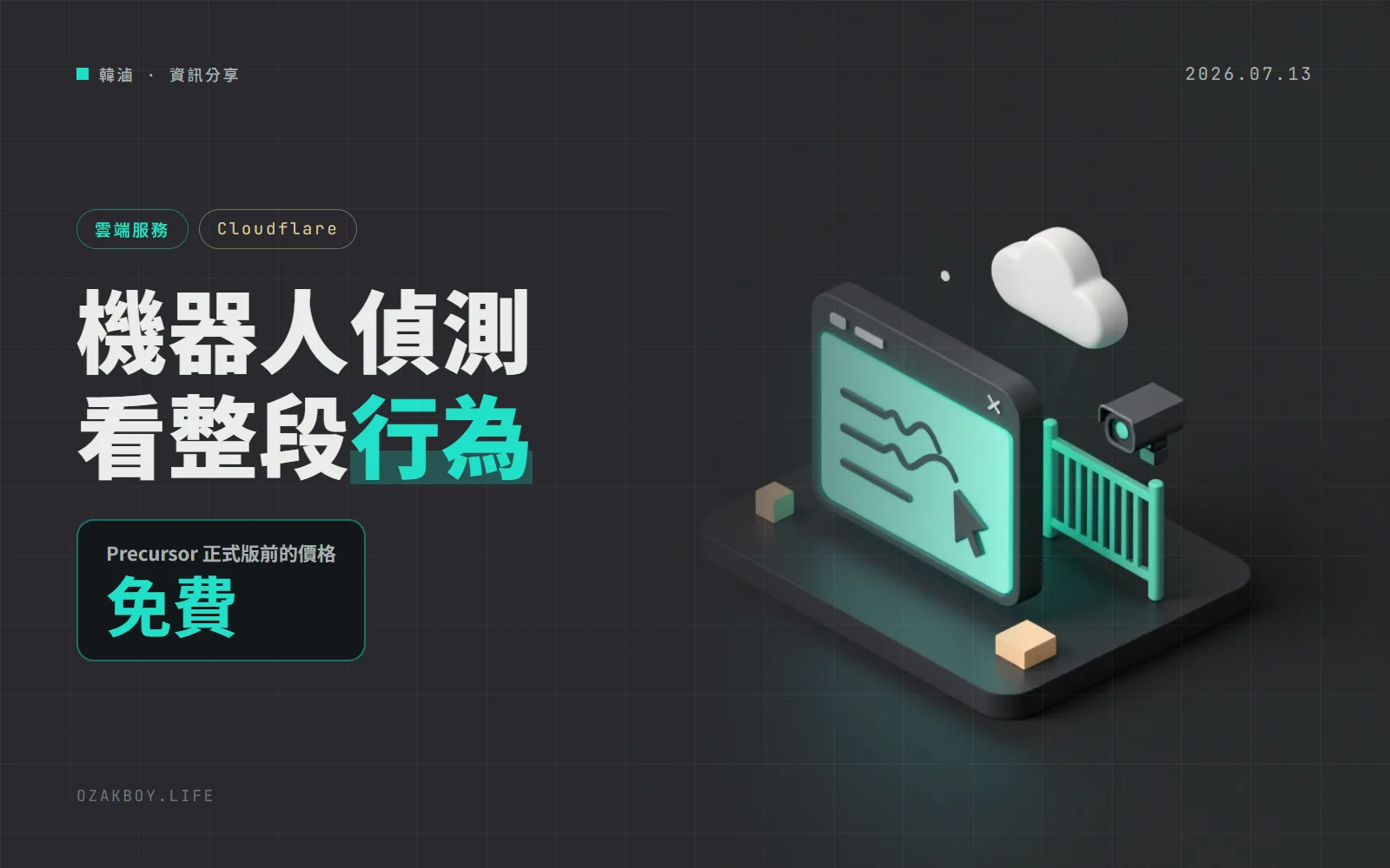 Cloudflare 推出 Precursor:不只驗一次,整段瀏覽行為都盯著看,揪出偽裝成真人的機器人