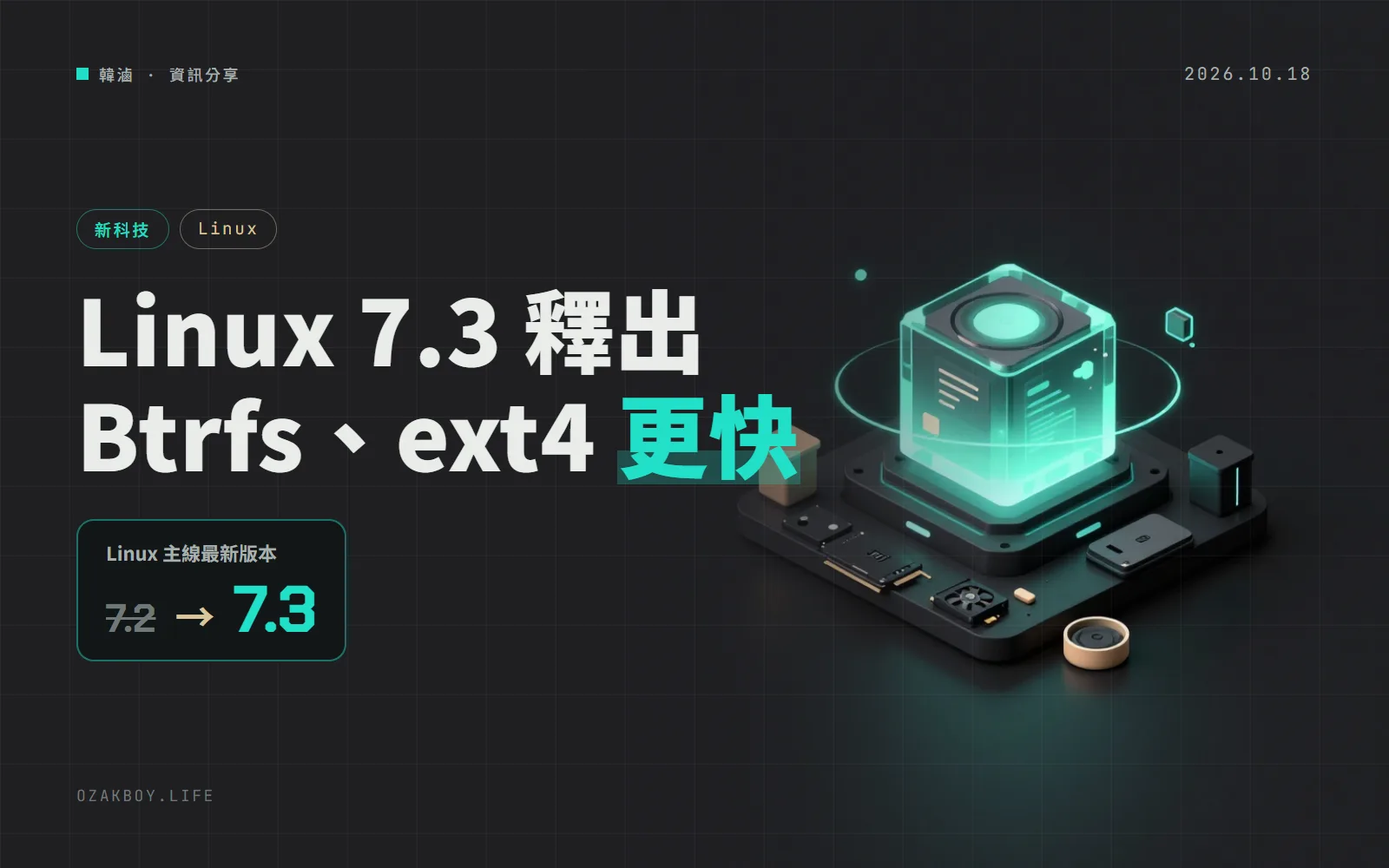 Linux 核心 7.3 釋出:顯示卡記憶體管理更聰明、Btrfs 與 ext4 變快,ksmbd 支援 Time Machine