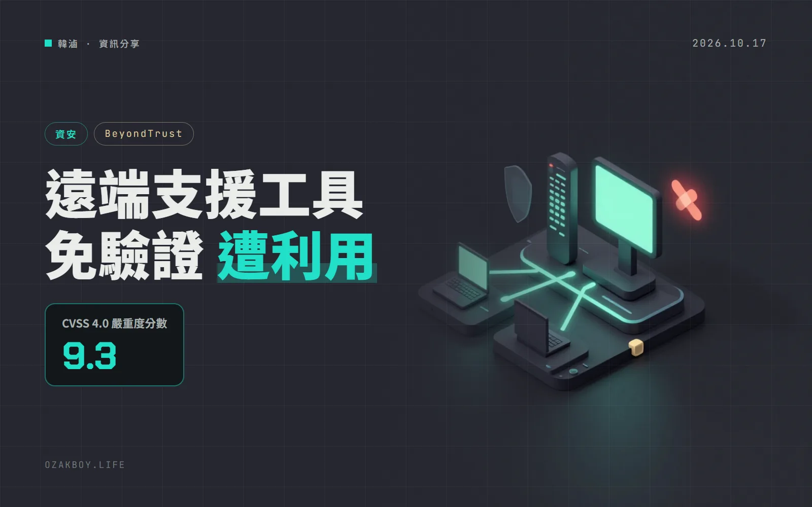 遠端支援工具 BeyondTrust 免驗證漏洞遭利用:CISA 發緊急提醒,自架版要立刻修補
