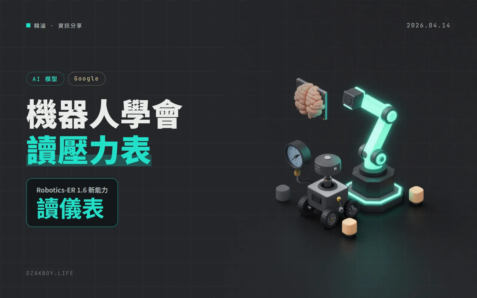 Google 推出 Gemini Robotics-ER 1.6：機器人學會讀壓力表，還會判斷任務做完了沒