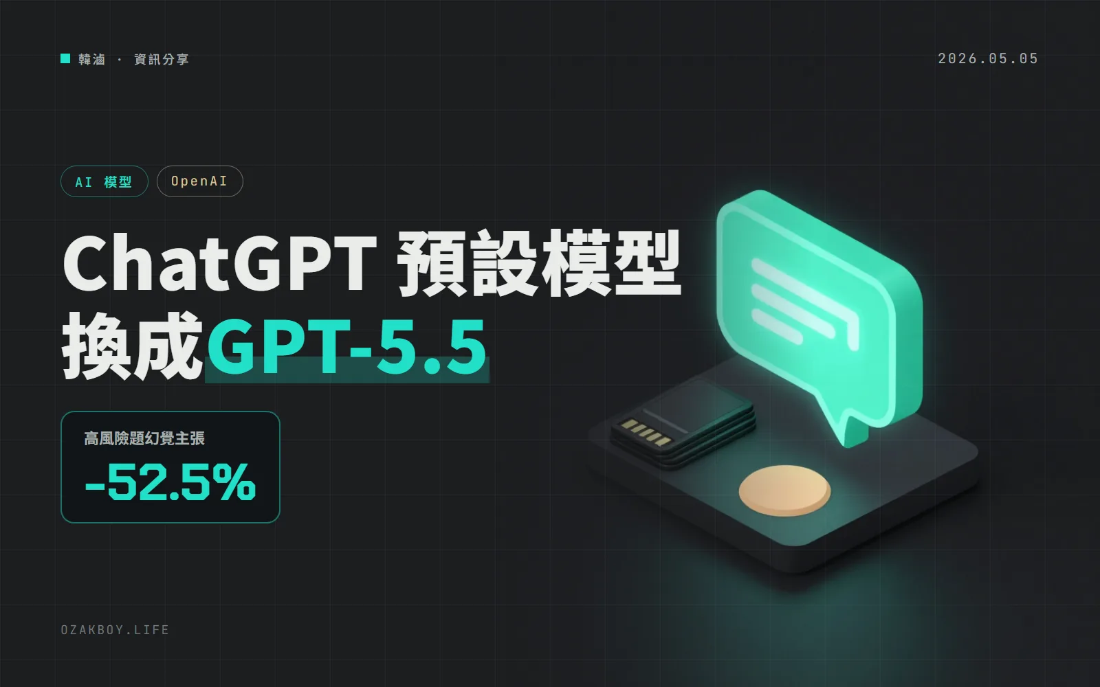 ChatGPT 預設模型換成 GPT-5.5 Instant:OpenAI 說高風險問題的幻覺主張少了 52.5%