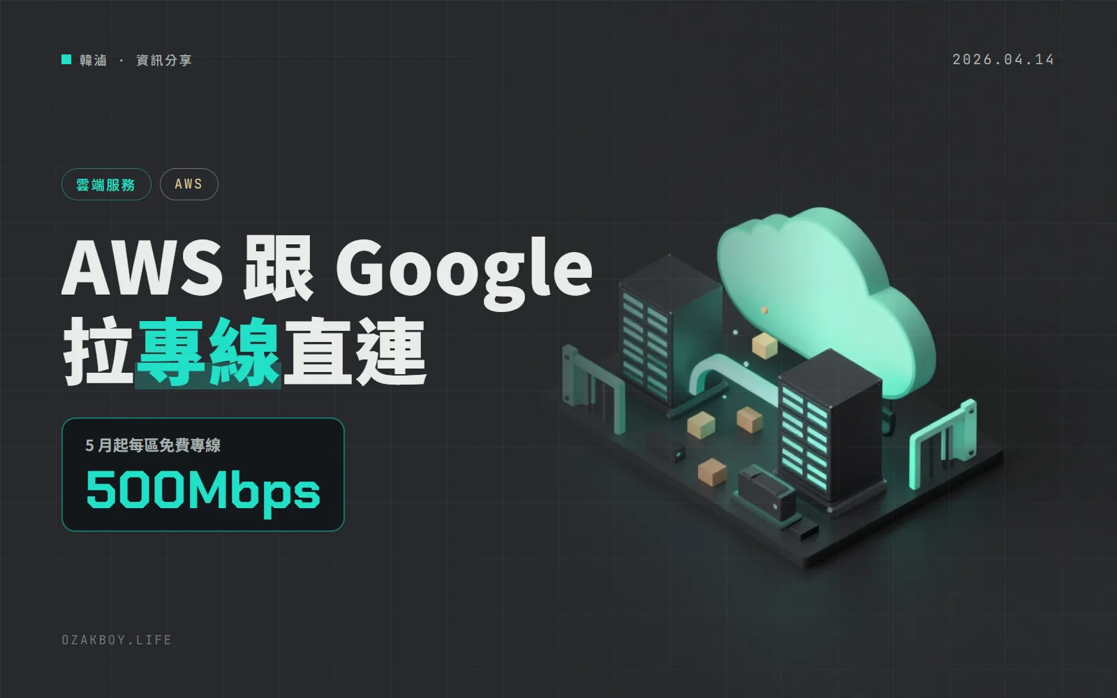 AWS 跟 Google Cloud 直接拉專線：Interconnect multicloud 正式上線，5 月起每區送 500Mbps