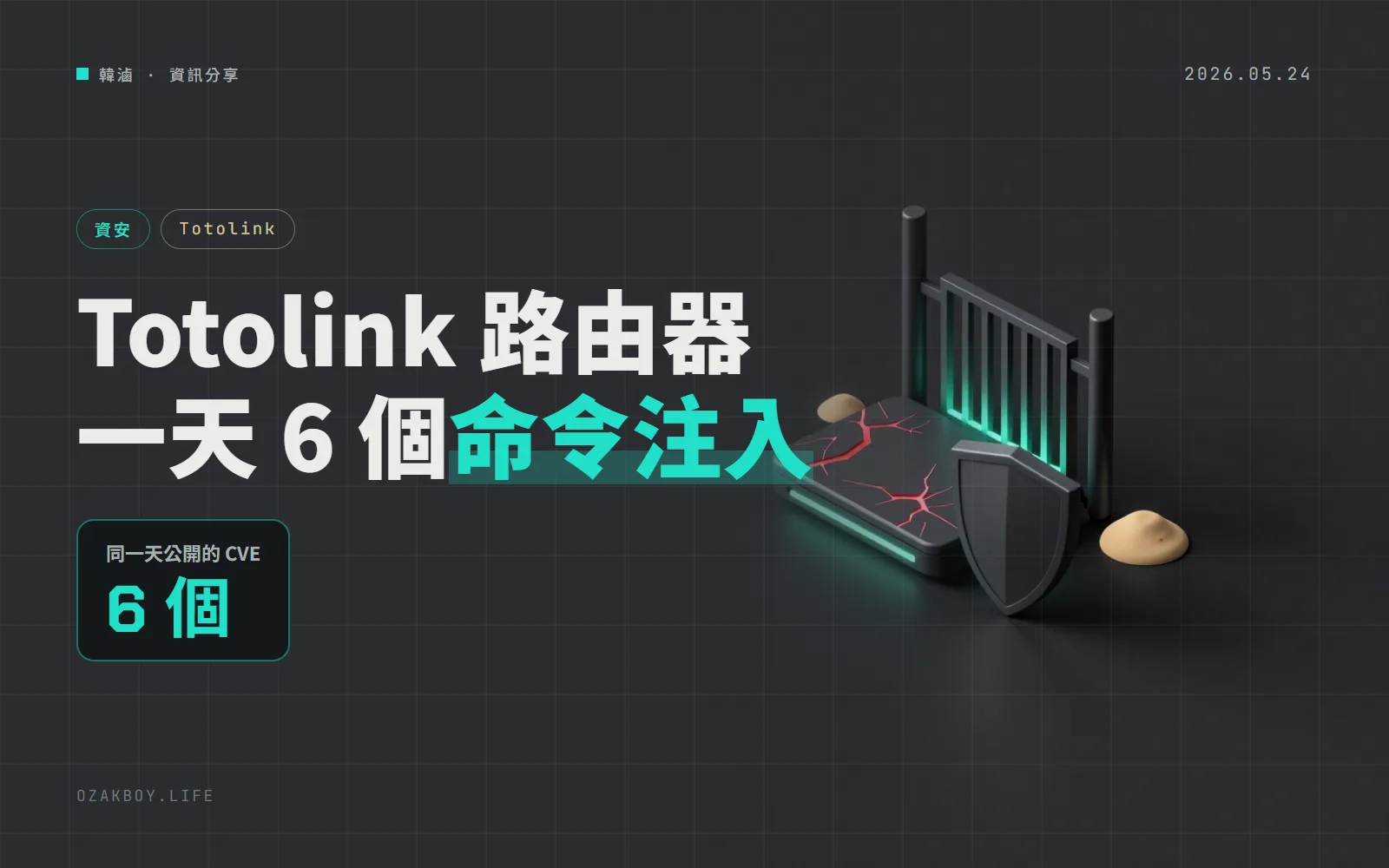 Totolink A8000RU 路由器一天被公開 6 個命令注入漏洞，攻擊細節已經公開