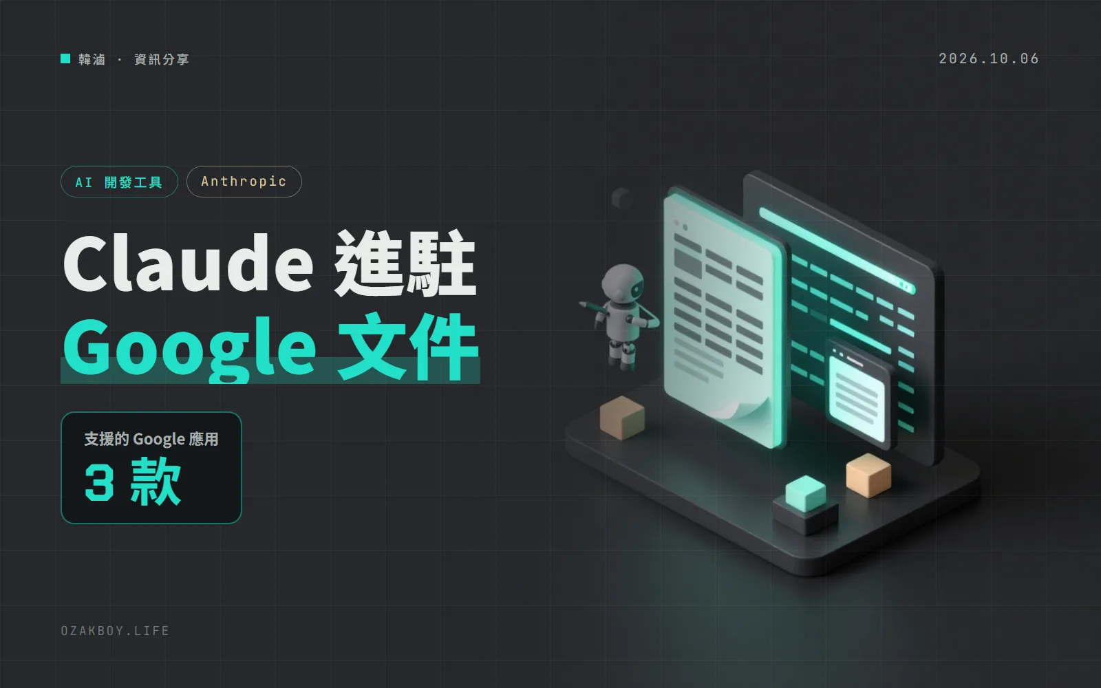 Claude 直接進駐 Google 文件、試算表、簡報:付費方案都能用,改之前預設先問你