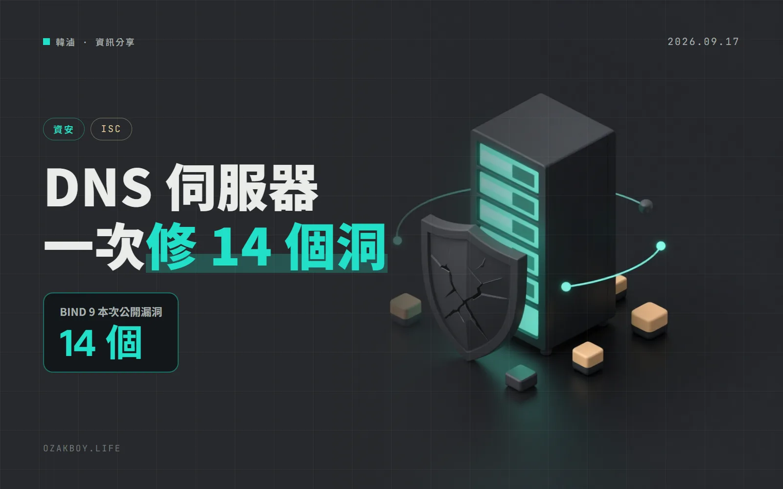 DNS 伺服器 BIND 9 一次修 14 個漏洞:7 個高風險、都能遠端觸發,9.18 已經沒有修補