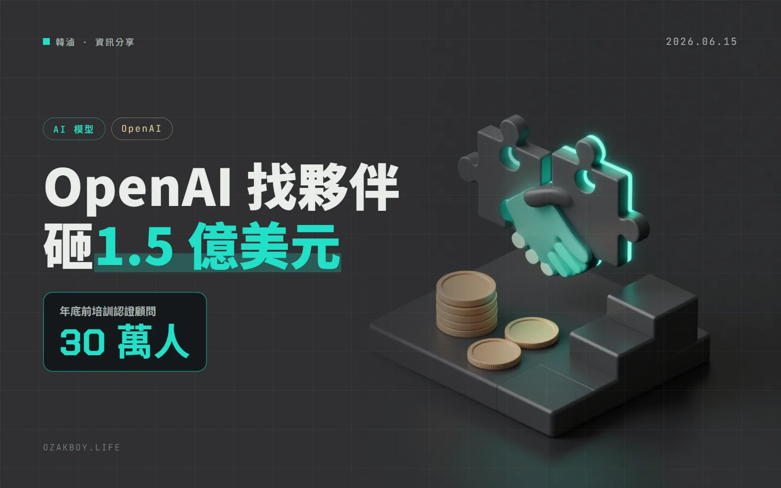 OpenAI 成立合作夥伴網路：投入 1.5 億美元，年底前要培訓 30 萬名認證顧問