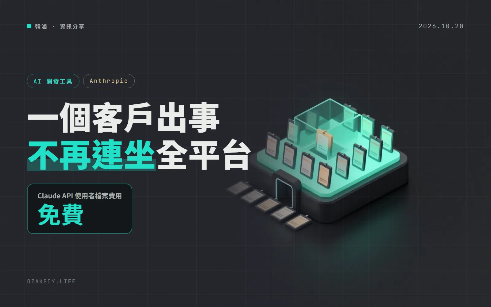 Claude API 推出「使用者檔案」：平台上一個客戶違規，不再拖累整個組織被封