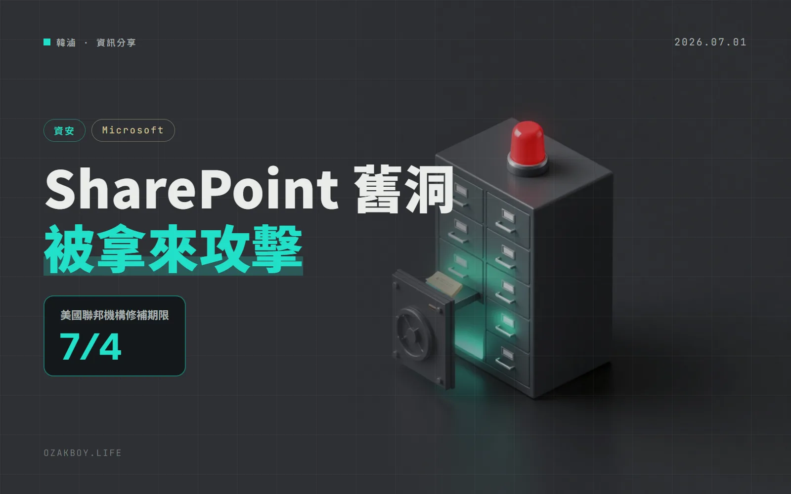 SharePoint 5 月修補的反序列化漏洞 7/1 被列入遭利用清單:有網站成員權限就能遠端執行程式