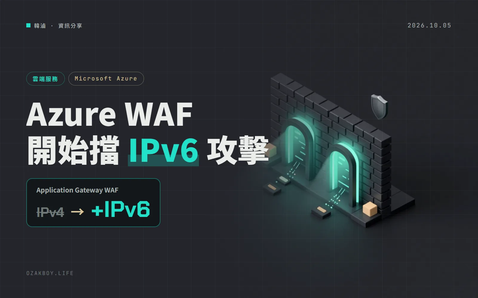 Azure 應用程式閘道的 WAF 開始檢查 IPv6 流量：雙協定網站不用再留一扇沒鎖的門