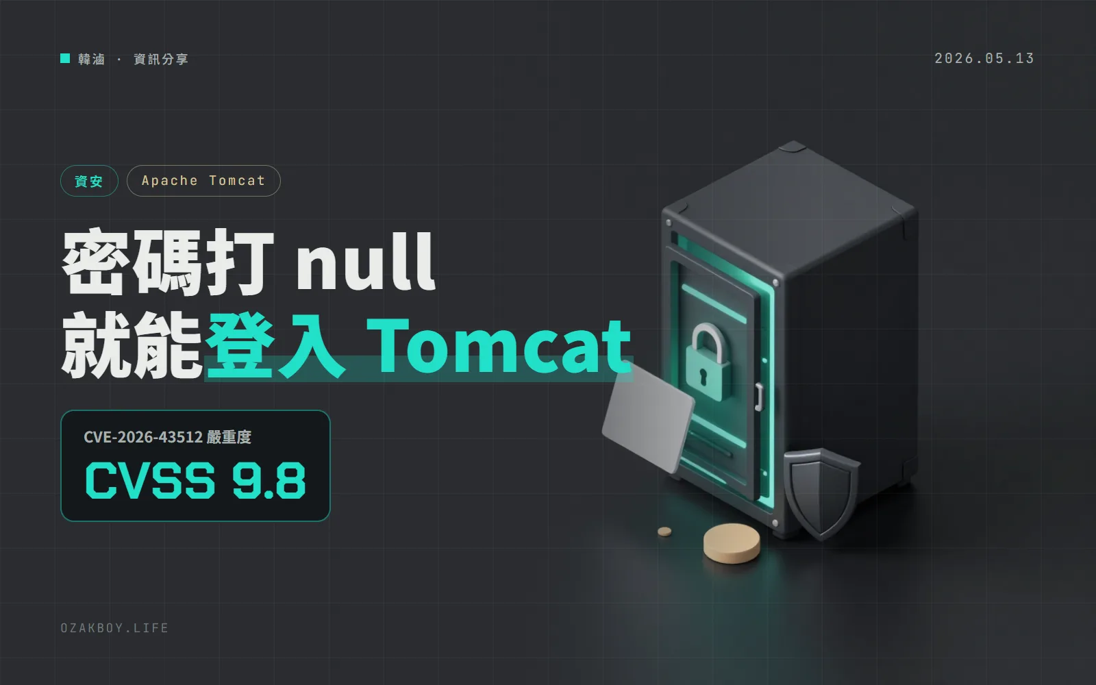 Tomcat 的 DIGEST 驗證漏洞：不存在的帳號，密碼打「null」就過關（CVE-2026-43512，CVSS 9.8）