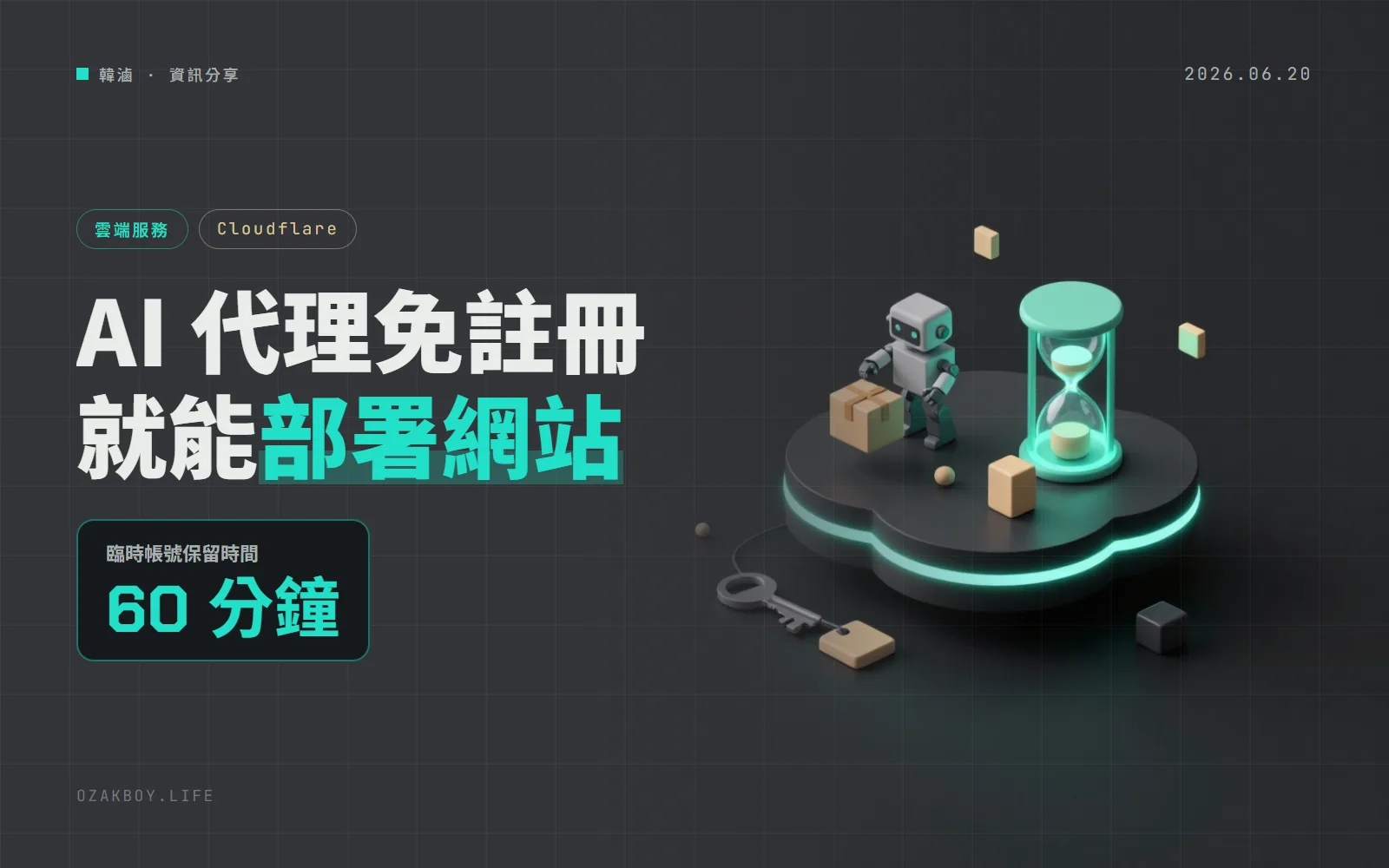 Cloudflare 讓 AI 代理免註冊就能部署:加上 --temporary,臨時帳號 60 分鐘內認領才保留