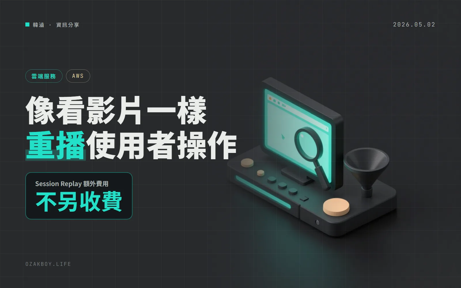 CloudWatch RUM 新增 Session Replay：像看影片一樣重播使用者操作，要開才會錄、不另外收費