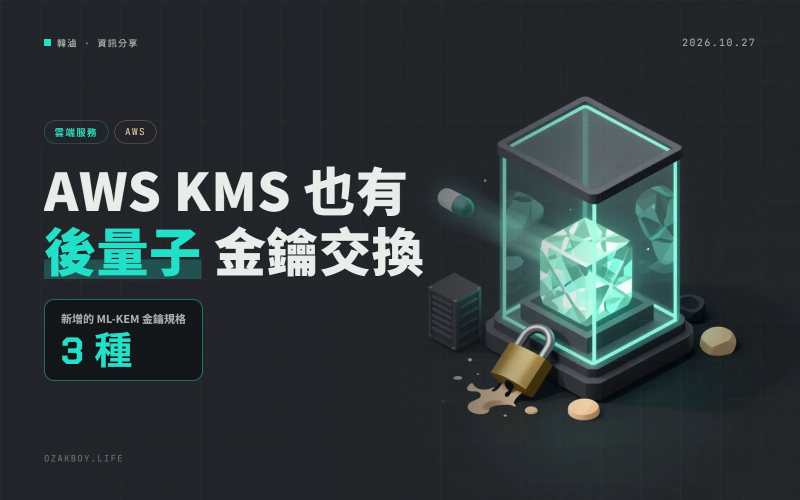 AWS KMS 支援後量子金鑰交換 ML-KEM：三種規格到位、私鑰不出 HSM，防的是「先錄下來以後再解」