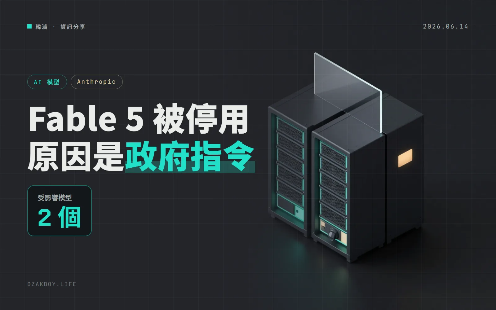 美國政府下令暫停 Fable 5 與 Mythos 5：Anthropic 說只能全面停用，並表示無法認同
