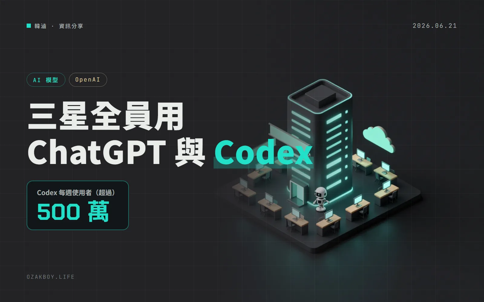 三星把 ChatGPT Enterprise 與 Codex 開給員工：OpenAI 說是迄今最大的企業導入之一