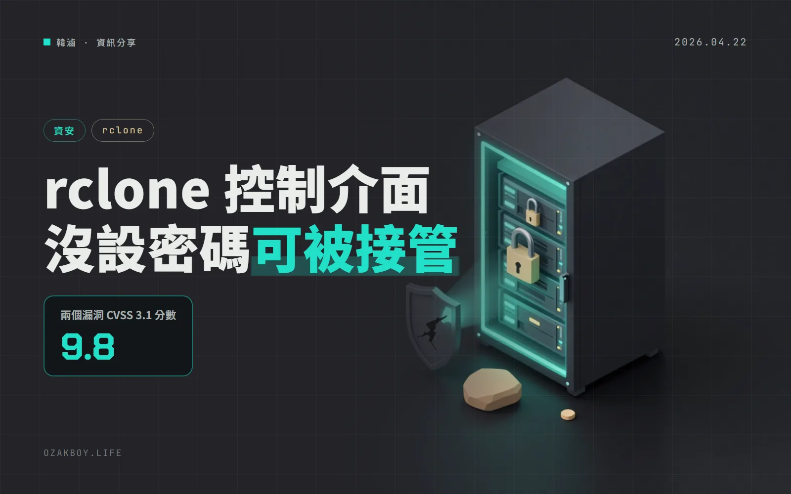 rclone 遠端控制介面爆兩個 9.8 分漏洞：沒設密碼又連得到，就可能被直接執行指令，1.73.5 已修