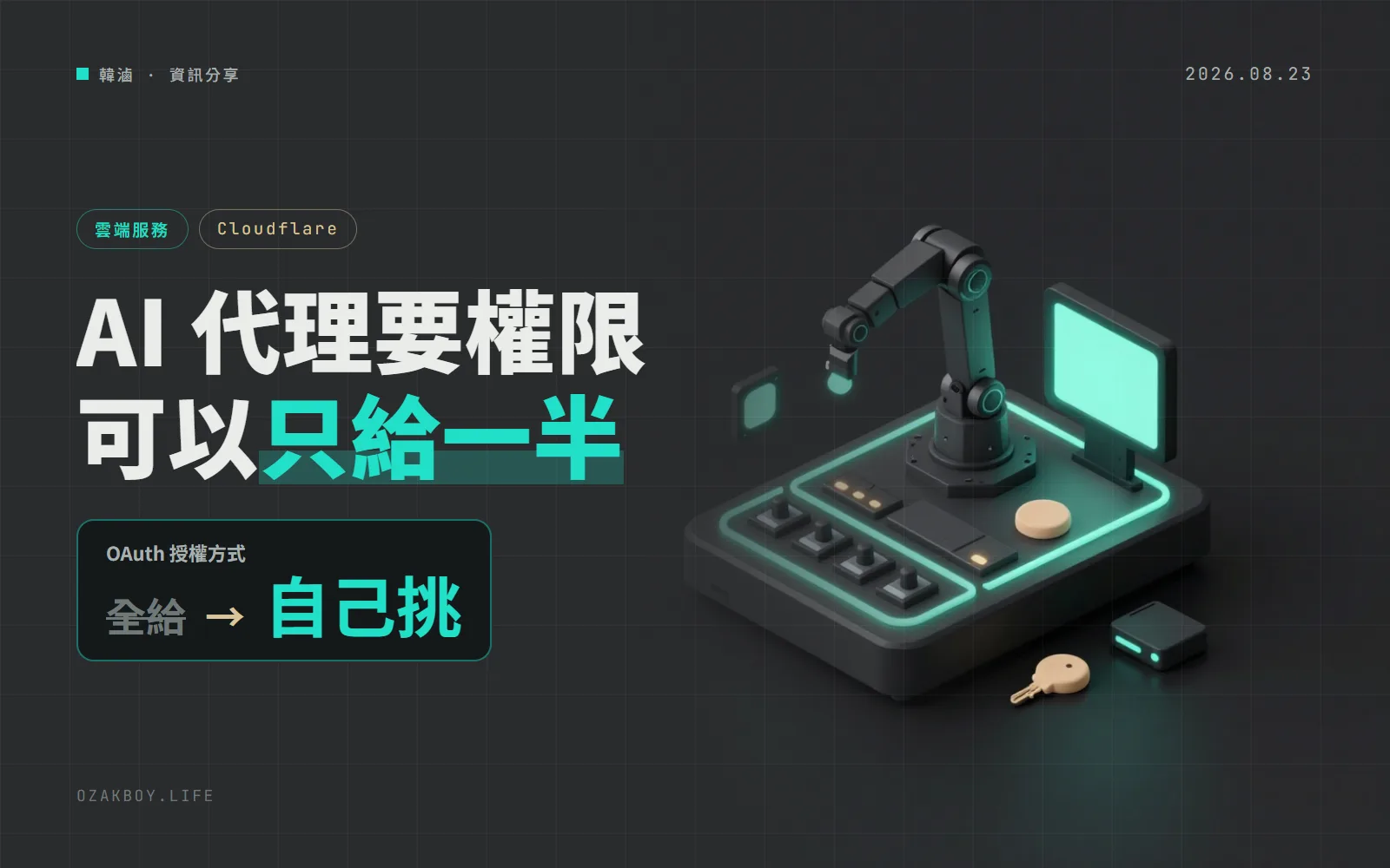 Cloudflare 授權 AI 代理可以只給一半權限：Wrangler 與 API MCP 伺服器改用選填的 OAuth 範圍