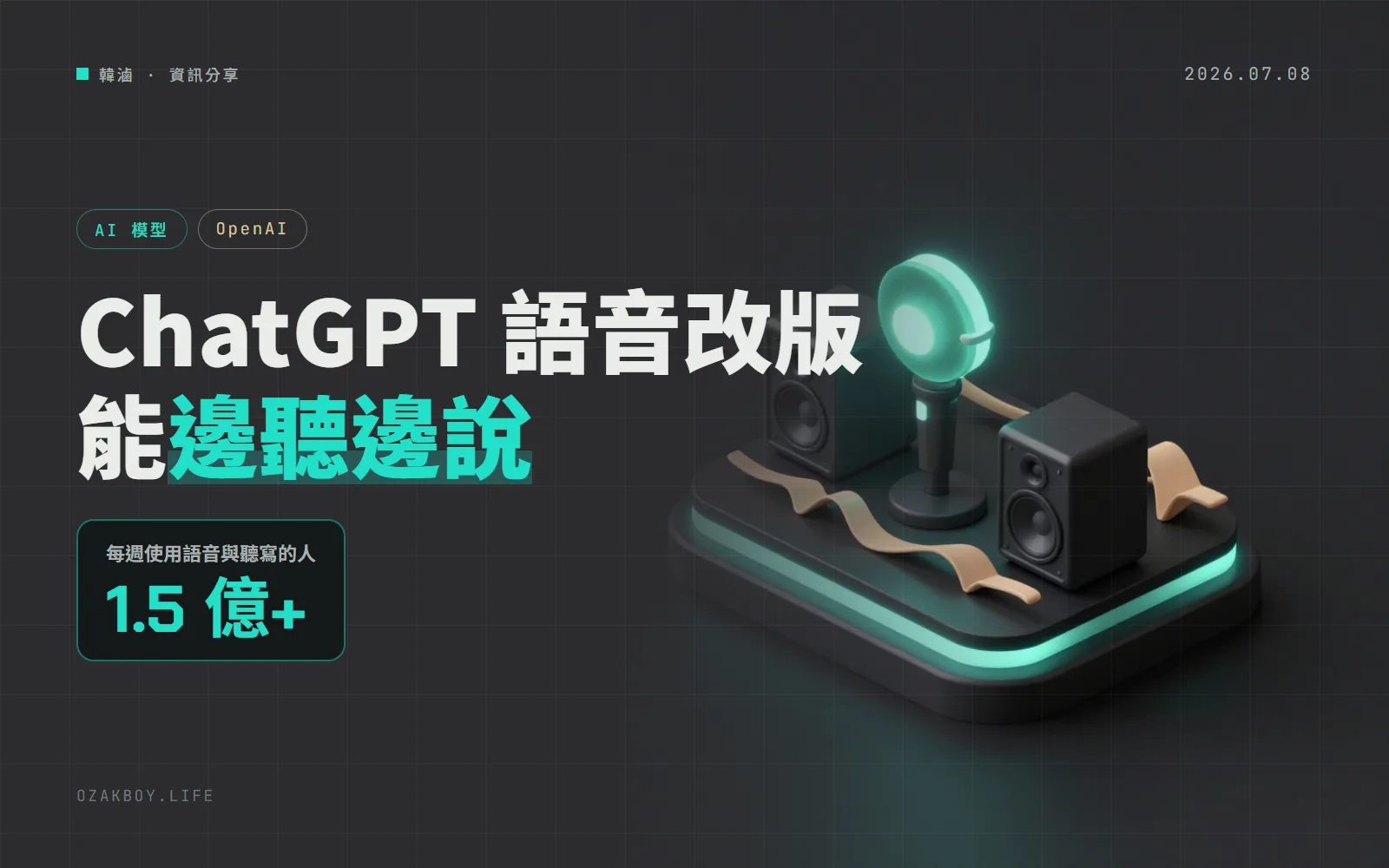 OpenAI 推出 GPT-Live:ChatGPT 語音改成「邊聽邊說」,難題還能交給 GPT-5.5 在背景處理