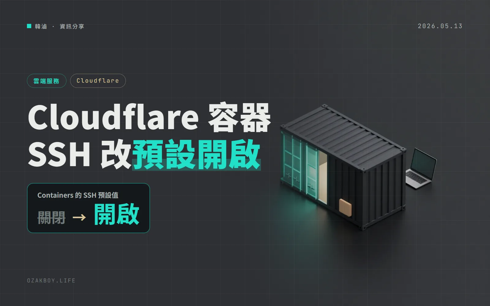 Cloudflare Containers 的 SSH 改成預設開啟:不開公開連接埠,沒放公開金鑰也連不進去