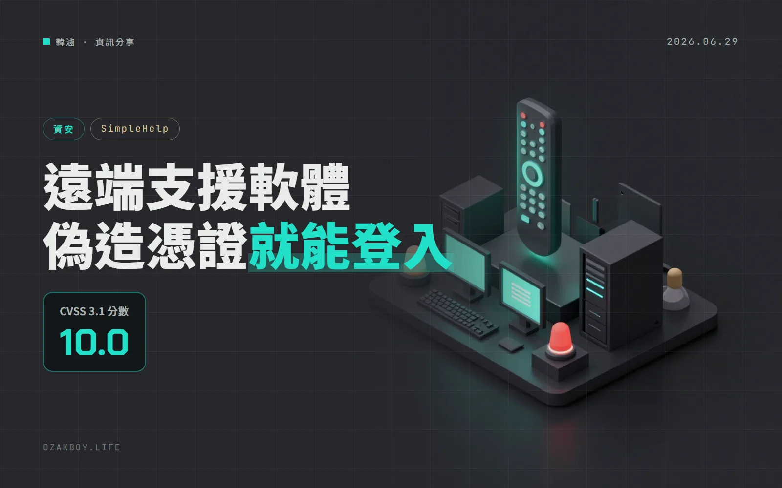 遠端支援軟體 SimpleHelp 的登入漏洞被列入遭利用清單:偽造身分憑證就能變成技術員,連 MFA 也擋不住